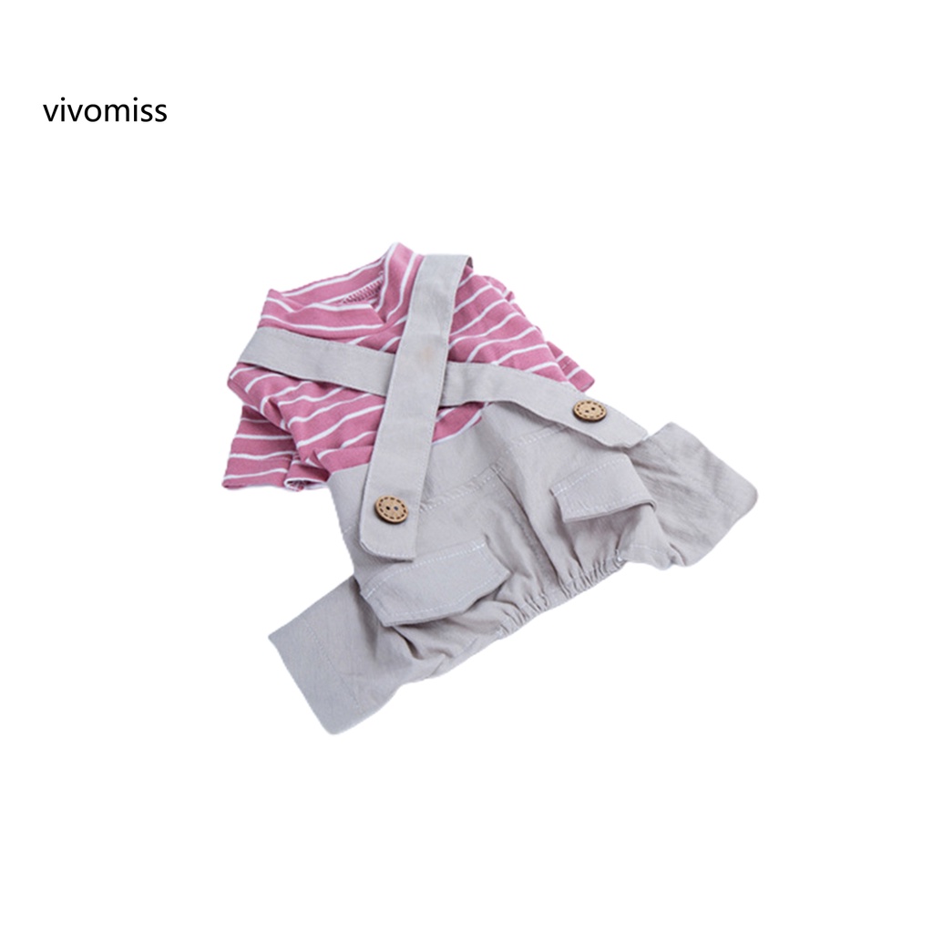 Quần Yếm Giữ Ấm Bằng Vải Cotton Họa Tiết Kẻ Sọc Dễ Thương Dành Cho Cún Cưng