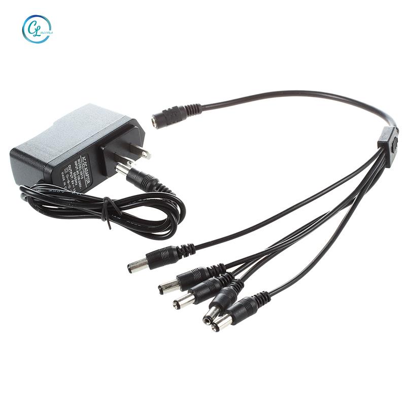 Hiệu ứng 9V Nguồn bàn đạp Bộ chuyển đổi AC DC US Plug W ' Cáp tách xích 5 chiều