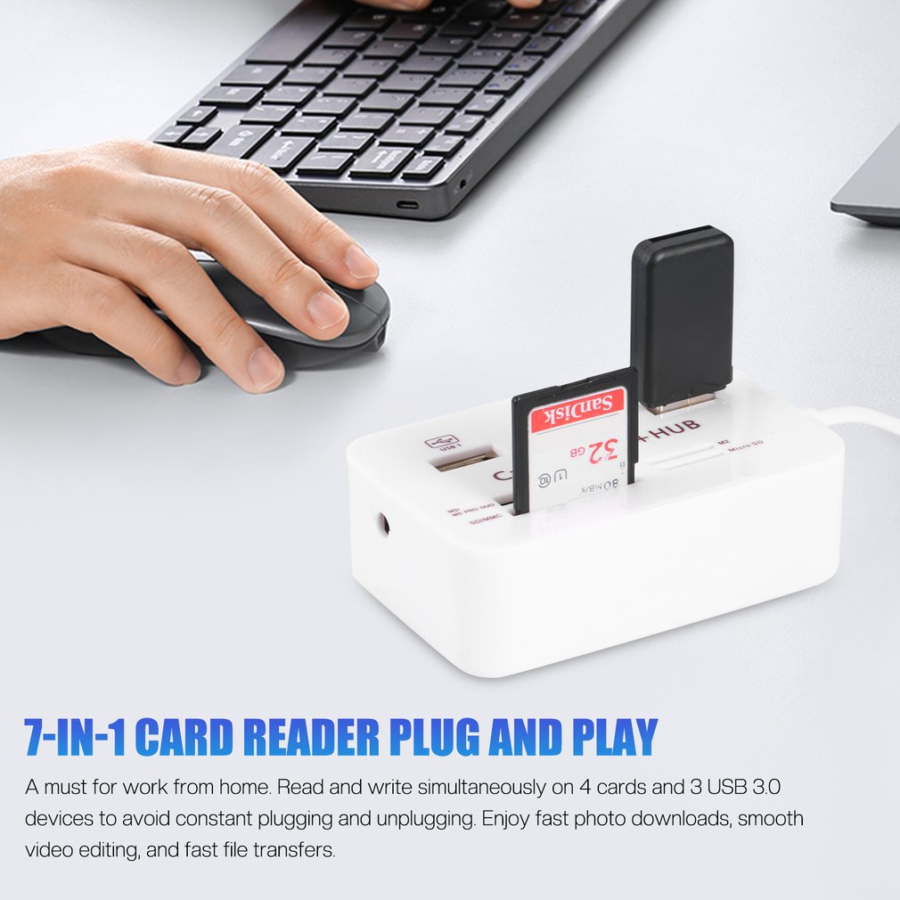 Usb 3.0 Hub 3 Ports Multiport Multifunctional Tf Card Reader Splitter Adapter Computer Pc Laptop Accessories [Q/6]