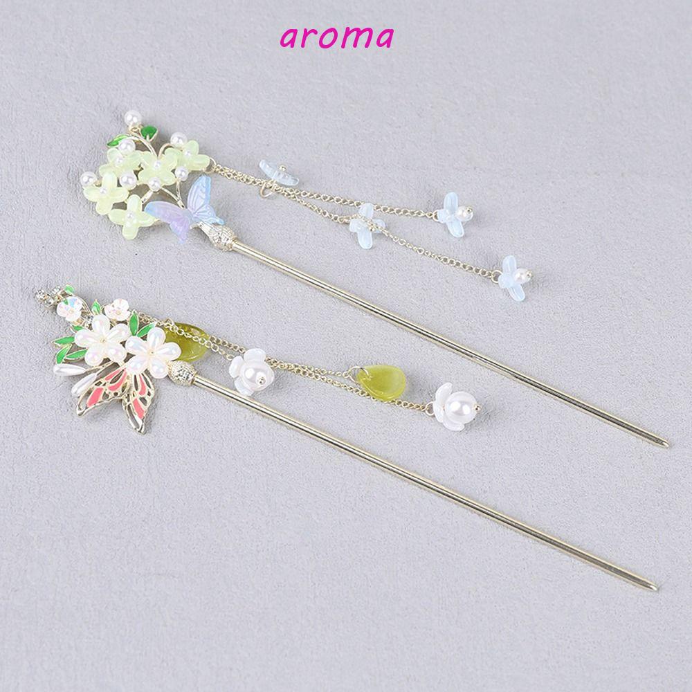 Trâm Cài Tóc Bằng Hợp Kim Họa Tiết Hoa / Bướm Phong Cách Trung Hoa Cổ Điển Thời Trang Cho Nữ