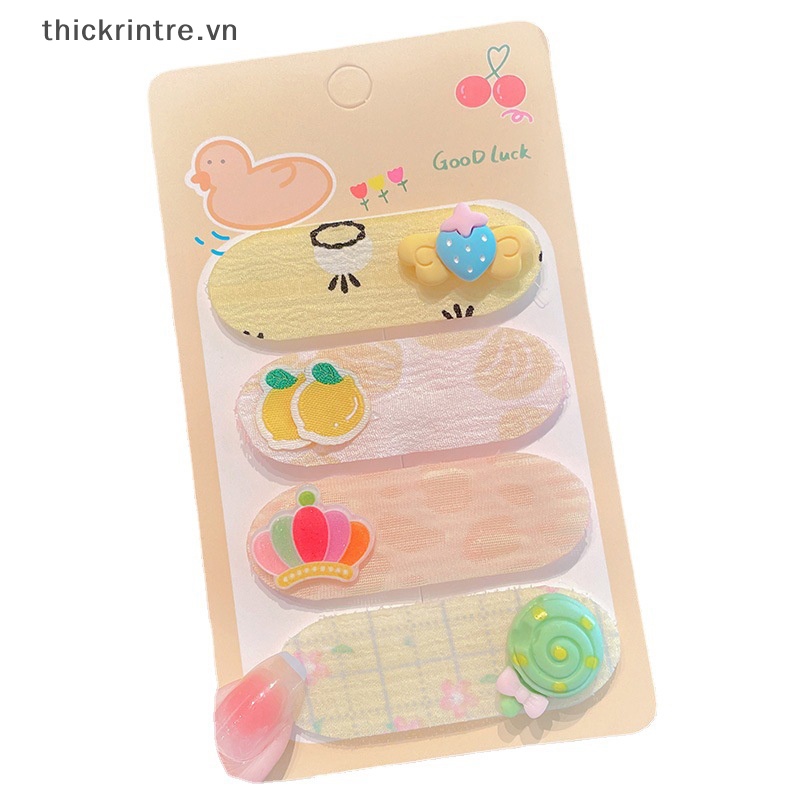 Bộ 4 Kẹp Tóc Họa Tiết Hoạt Hình Dễ Thương Cho Bé Gái