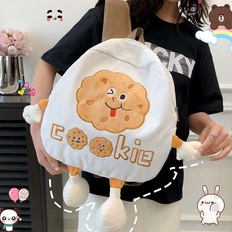 Balo Vải Canvas Cỡ Lớn In Hình Bánh Quy Dễ Thương Thời Trang 2023 Cho Nữ