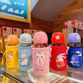 BÌNH NƯỚC 520ml CHO BÉ NẮP NGÔI SAO KÈM TÚI ĐEO