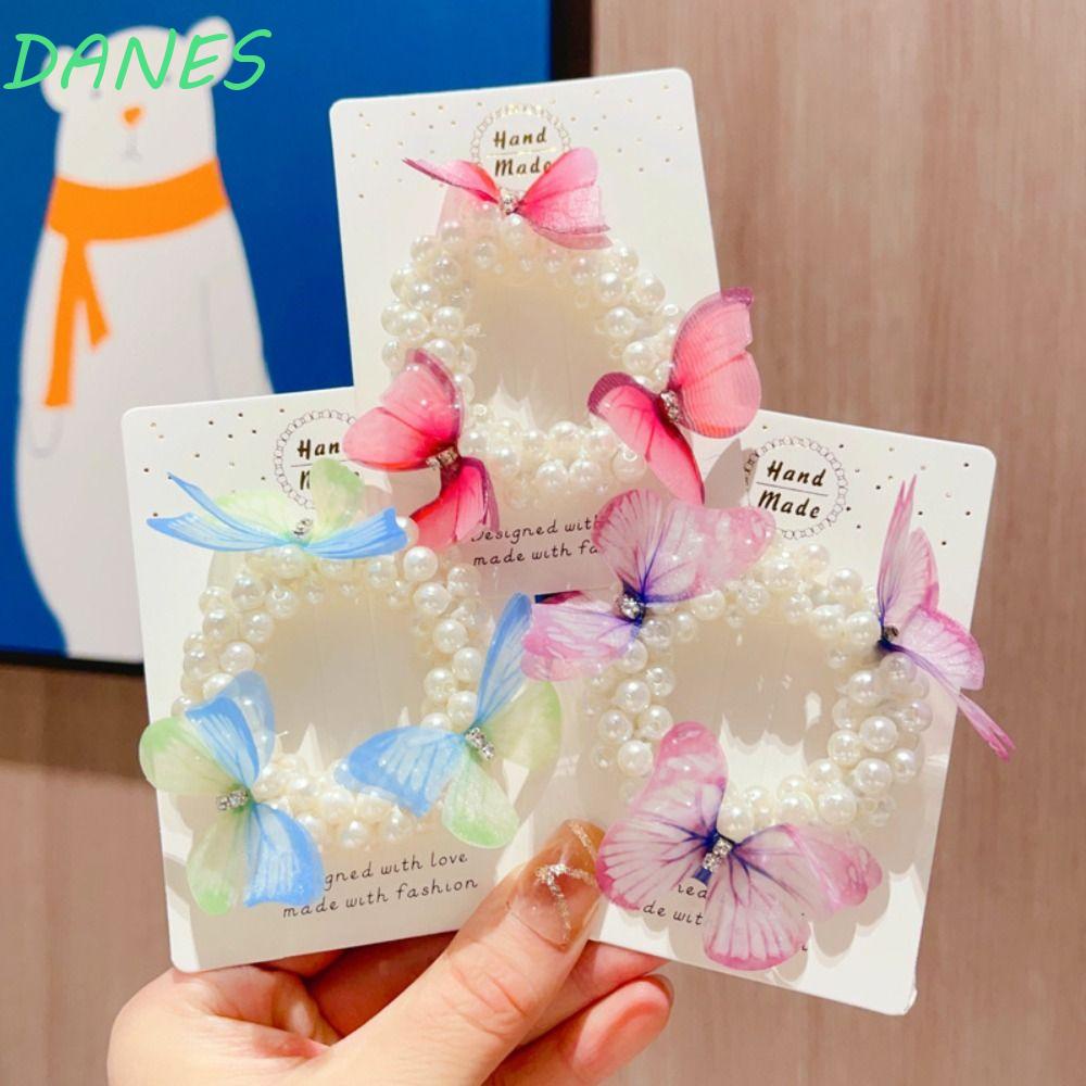 Dây Buộc Tóc Co Giãn Đính Hình Bướm Lấp Lánh Dễ Thương Cho Bé Gái