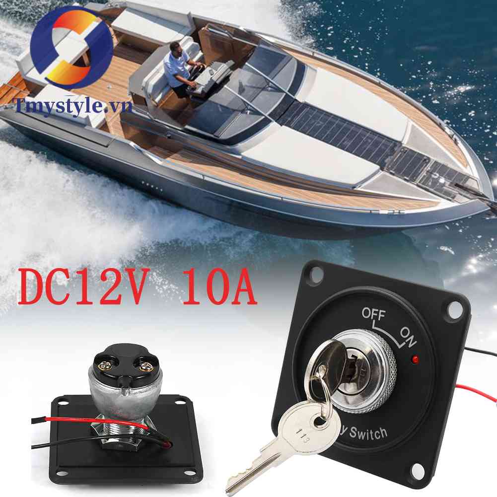 Bộ Công Tắc Đánh Lửa DC 12V 10A 2 Vị Trí Bật / Tắt Kèm Bảng Điều Khiển Và 2