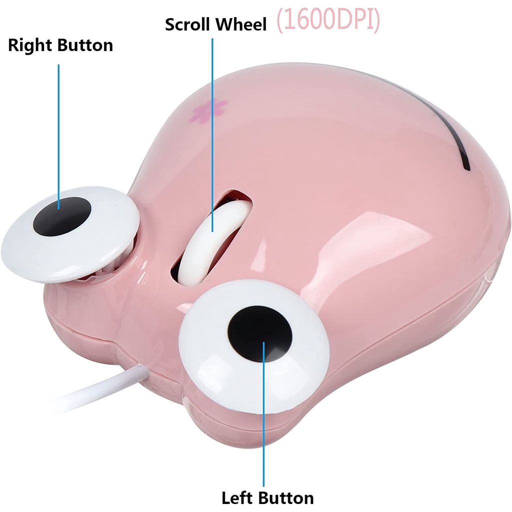 Chuột Máy Tính Có Dây 1600 DPI Hình Động Vật Hoạt Hình Dễ Thương