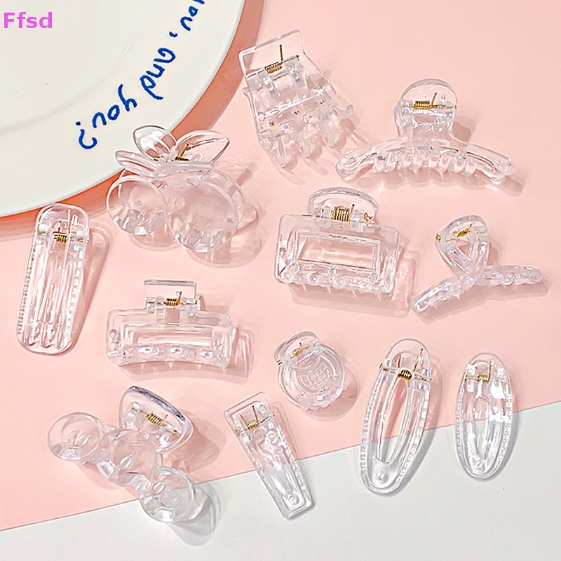 {Ffsd} Set 10 Kẹp Tóc Càng Cua Cỡ Lớn Bằng Nhựa Resin Trong Suốt Đơn Giản Thời Trang Mới Cho Nữ
