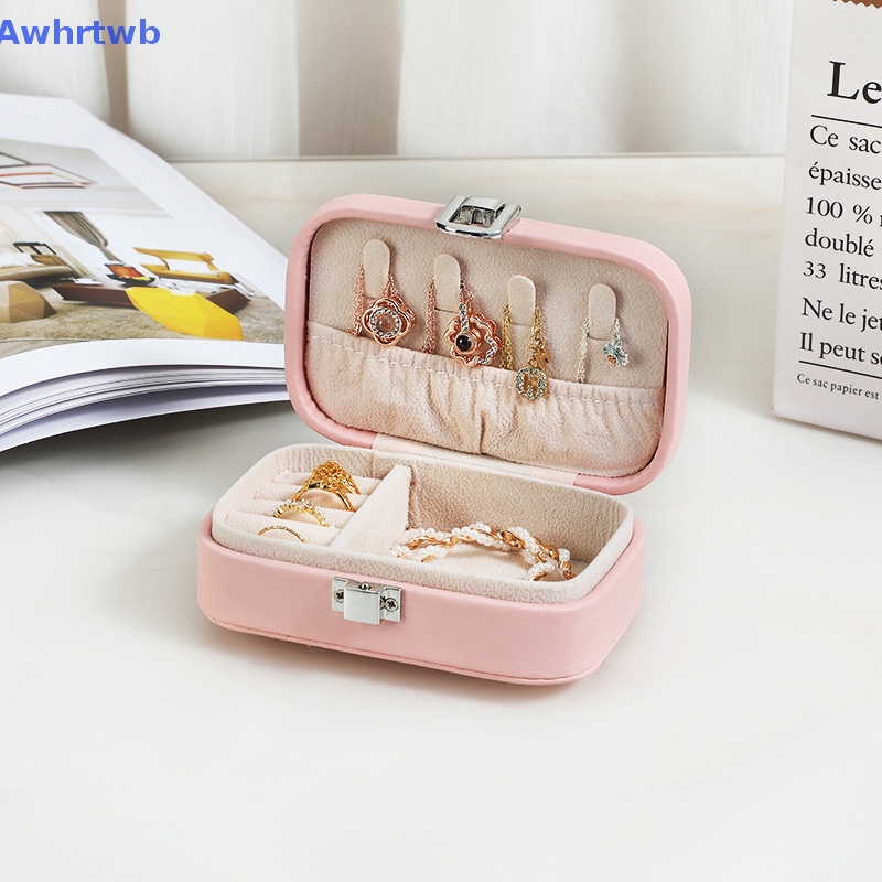 Hộp Đựng Trang Sức Bằng Da PU Hai Tầng Màu Kẹo Ngọt Mới