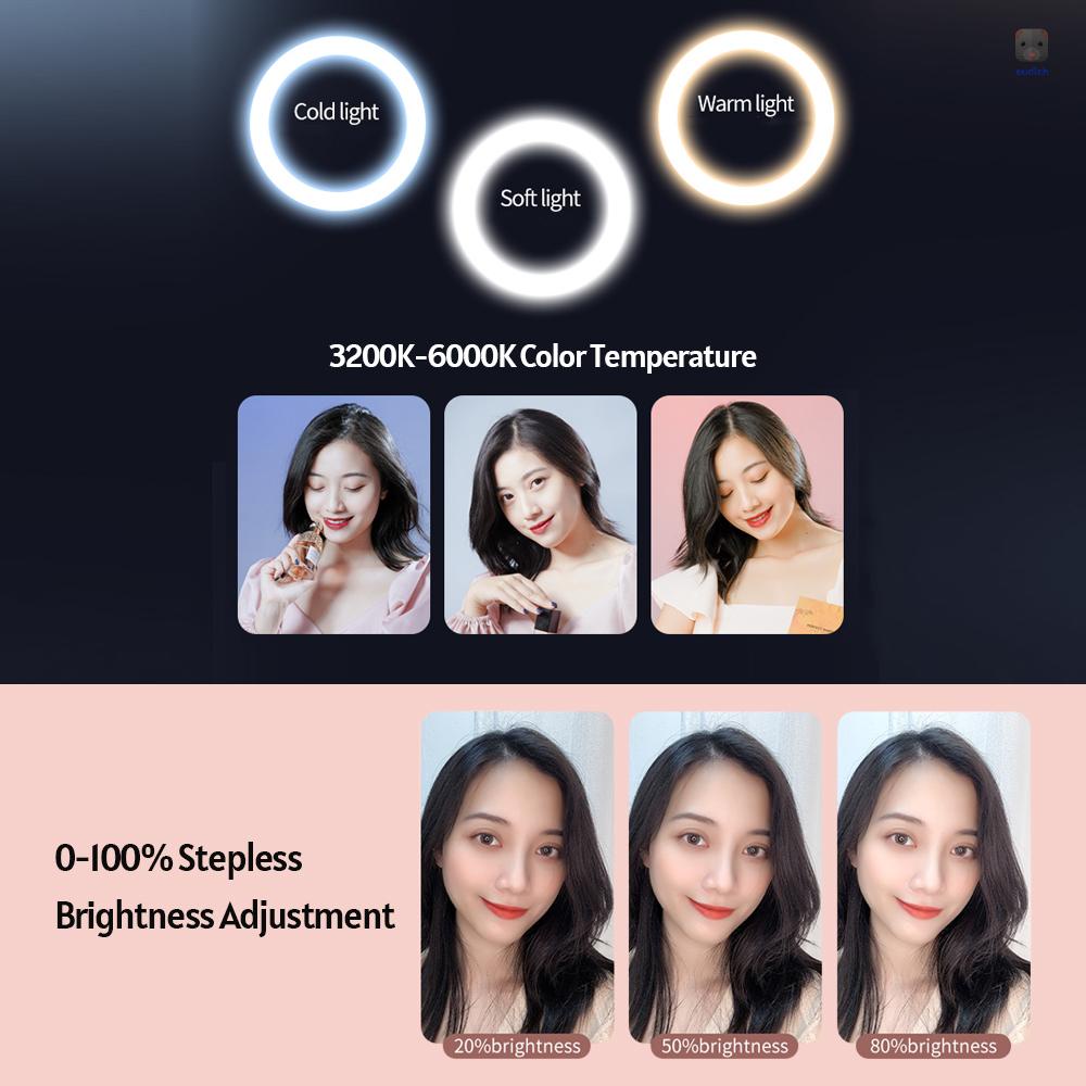 Vòng Đèn LED Tròn 10 Inch 3 Chế Độ Kèm Giá Đỡ Điện Thoại Xoay 360 Độ Dùng Chụp Ảnh / Trang Điểm / Quay Video