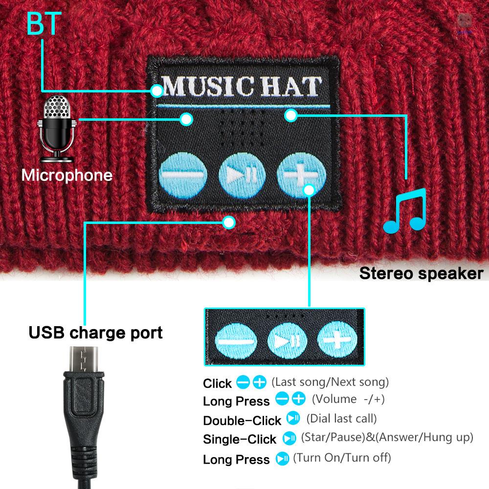 Mũ Dệt Kim MZ019 BT5.0 Có Thể Sạc Lại 200mAh Màu Nâu Dành Cho Người Lớn