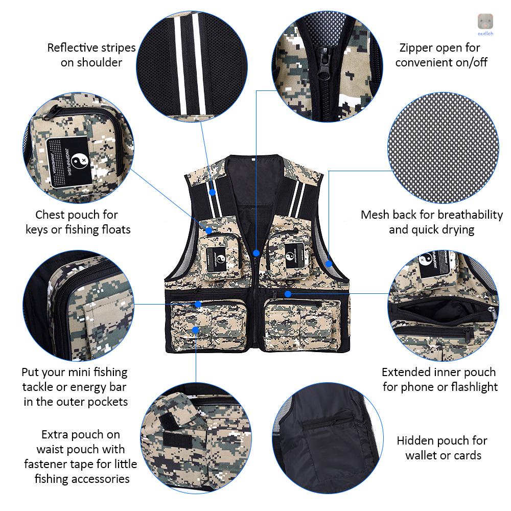 Áo Khoác Câu Cá Sát Nách Lixada Nhiều Túi Thoáng Khí Cho Nam