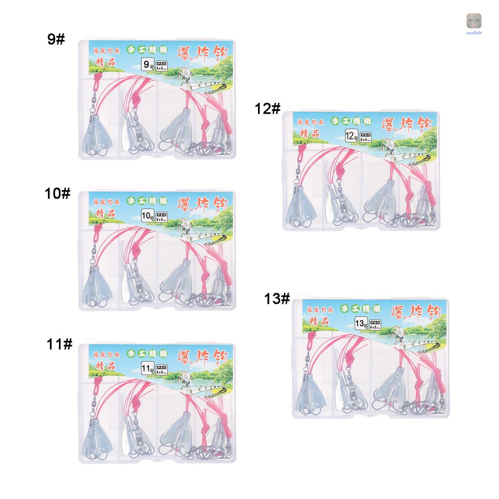 Set 4 Lưỡi Câu Cá 6 Trong 1 Bằng Thép Cacbon Trọng Lượng 9# 10# 11# 12# 13#