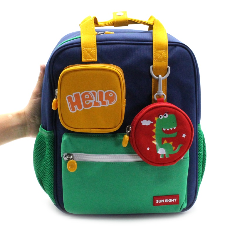 Ba Lô Học Sinh Nhỏ + Túi Mini Khủng Long - SUN EIGHT 22067 ELV 2023 - Màu Xanh