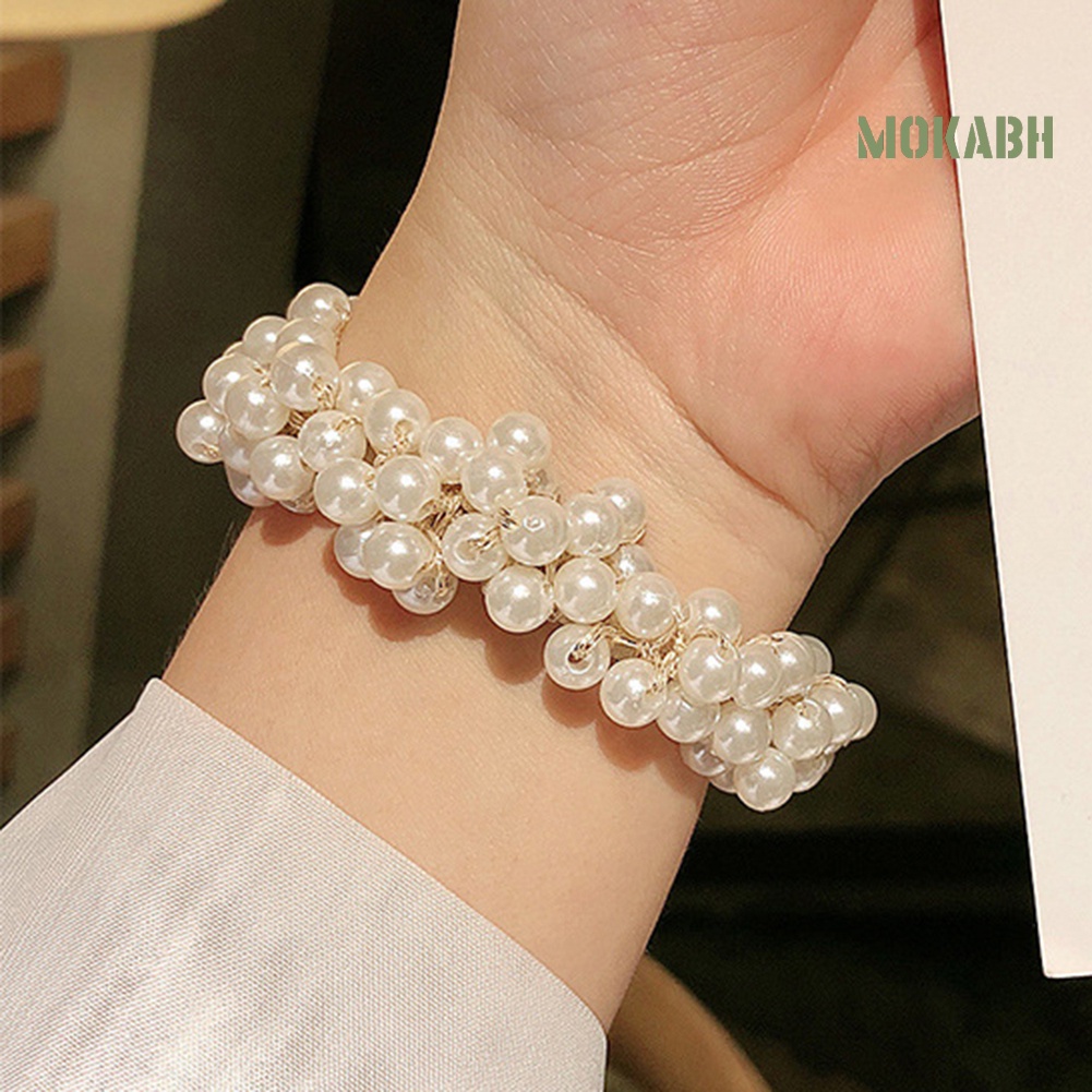 Dây Cột Tóc Đính Ngọc Trai Nhân Tạo Thời Trang Dành Cho Nữ