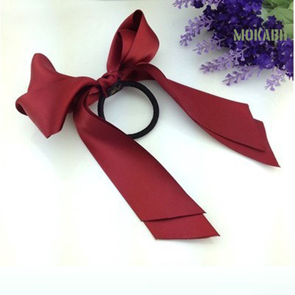 Dây Buộc Tóc Thắt Nơ Hai Lớp Bằng Vải Satin Màu Sắc Ngọt Ngào