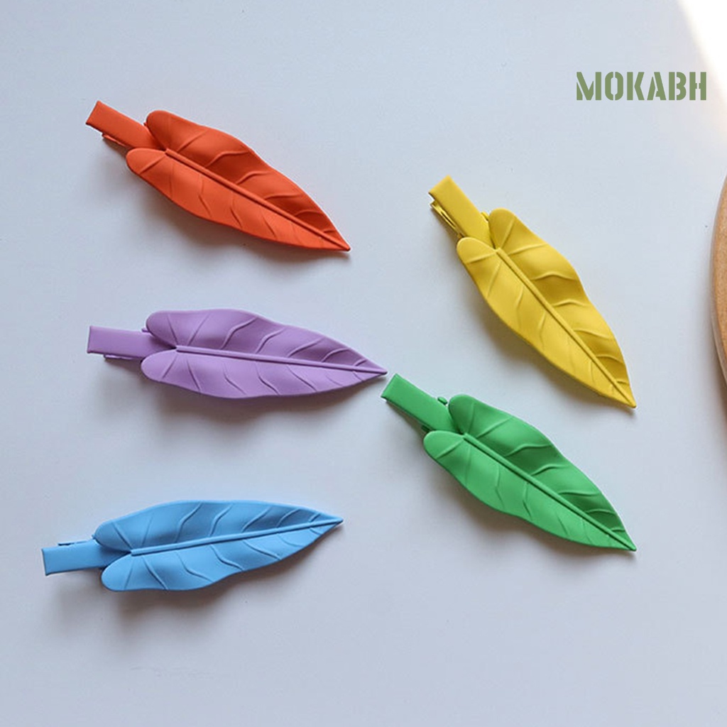 Kẹp Tóc Hình Chiếc Lá Hoạt Hình Bằng Chất Liệu Không Gỉ Chống Trầy Xước Dành Cho Nữ