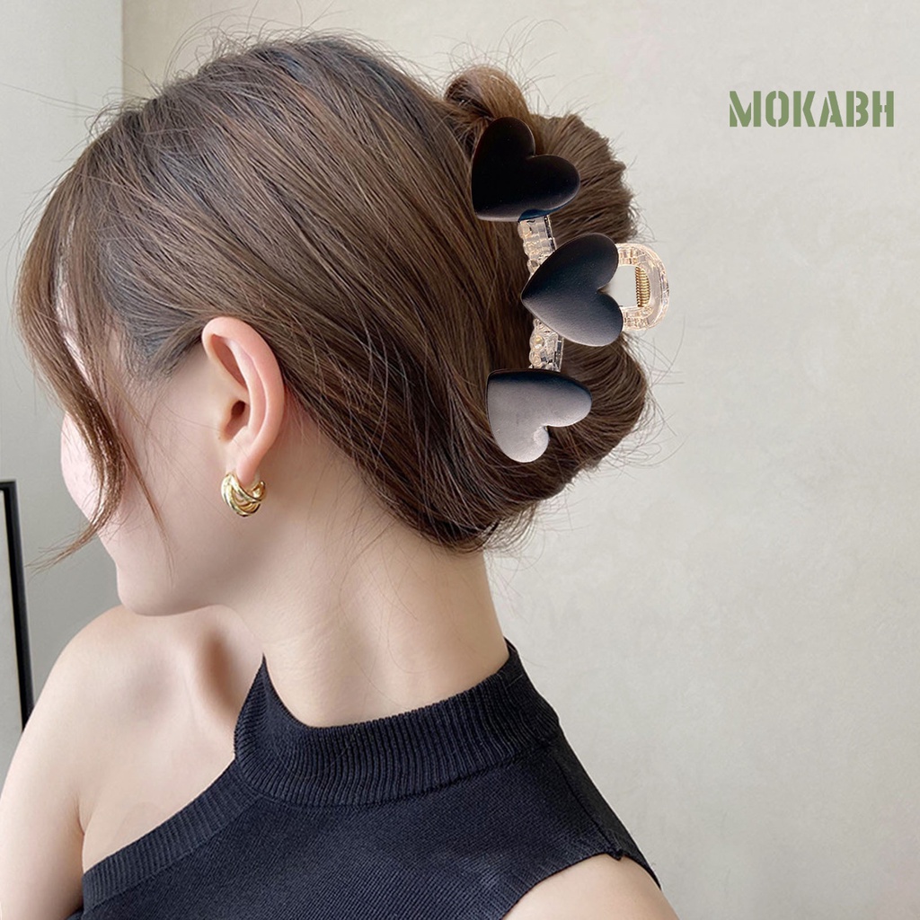 Kẹp Tóc Càng Cua Hình Trái Tim Trong Suốt Co Giãn Chống Trượt Thời Trang Cho Nữ