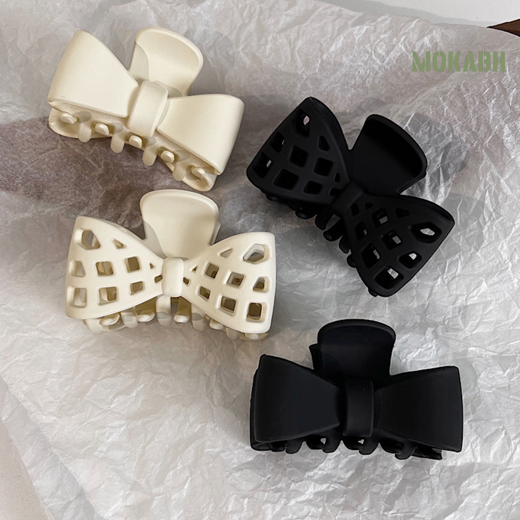Kẹp Tóc Hình Nơ Màu Đen / Be Chống Trượt Kiểu Dáng Cổ Điển Dành Cho Nữ