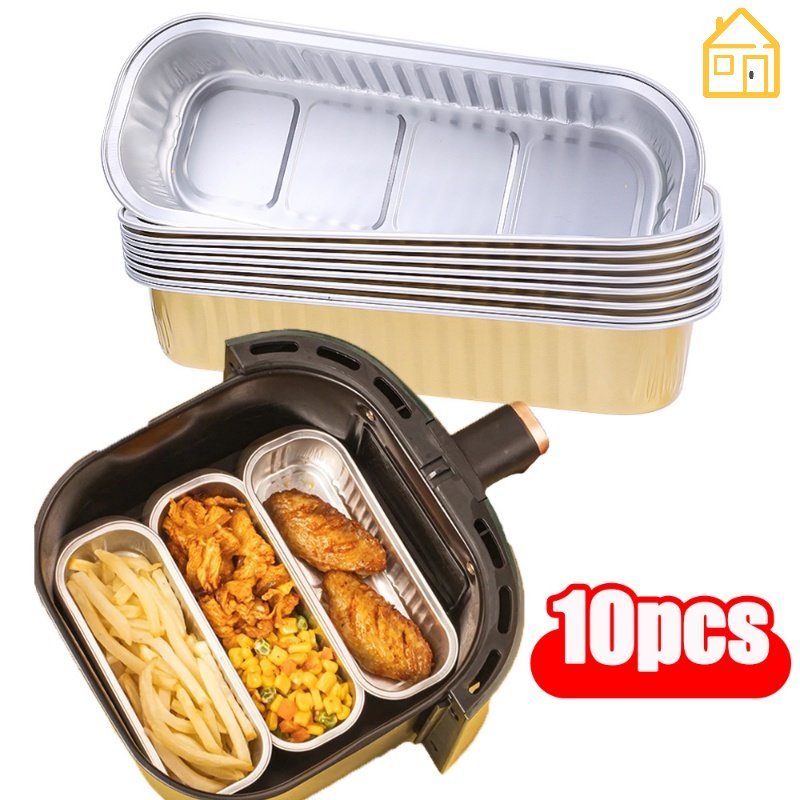 Bộ 10 Khay Nướng BBQ / Phô Mai / Sầu Riêng Hình Chữ Nhật Bằng Lá Nhôm Dùng Một Lần
