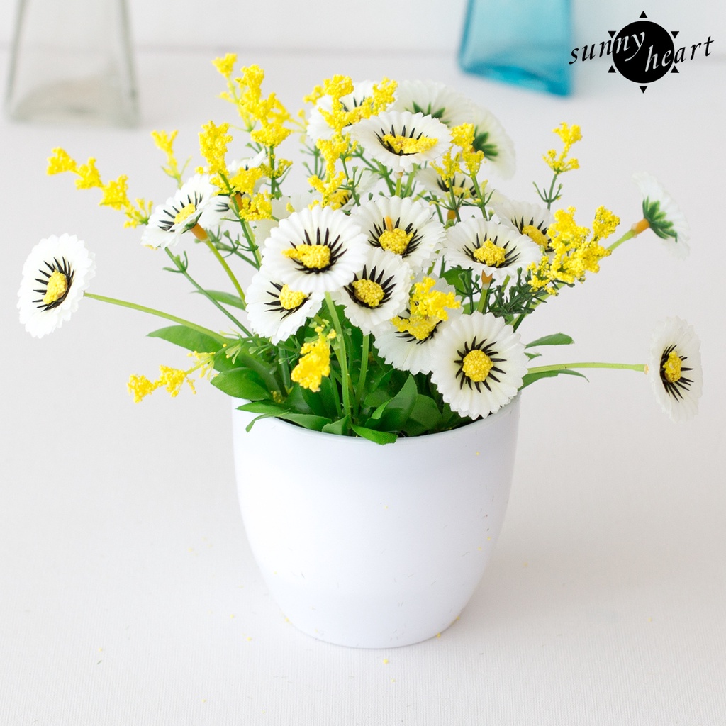 Chậu Hoa Cúc Giả Bằng Nhựa Dùng Trang Trí Ban Công