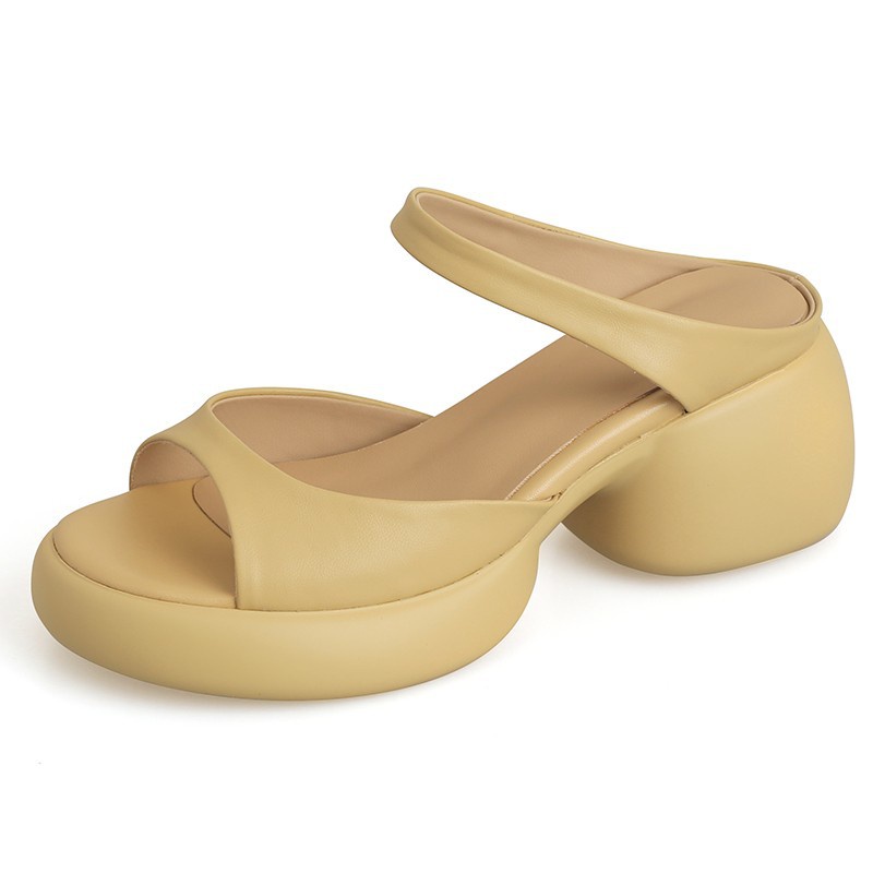 Duoya Tóc Thẳng ~ [Hàng Có Sẵn] Dép Sandal Cao Gót Hở Ngón Đế Dày Bằng Da Thật Mềm Mại Thời Trang Thường Ngày Cho Nữ