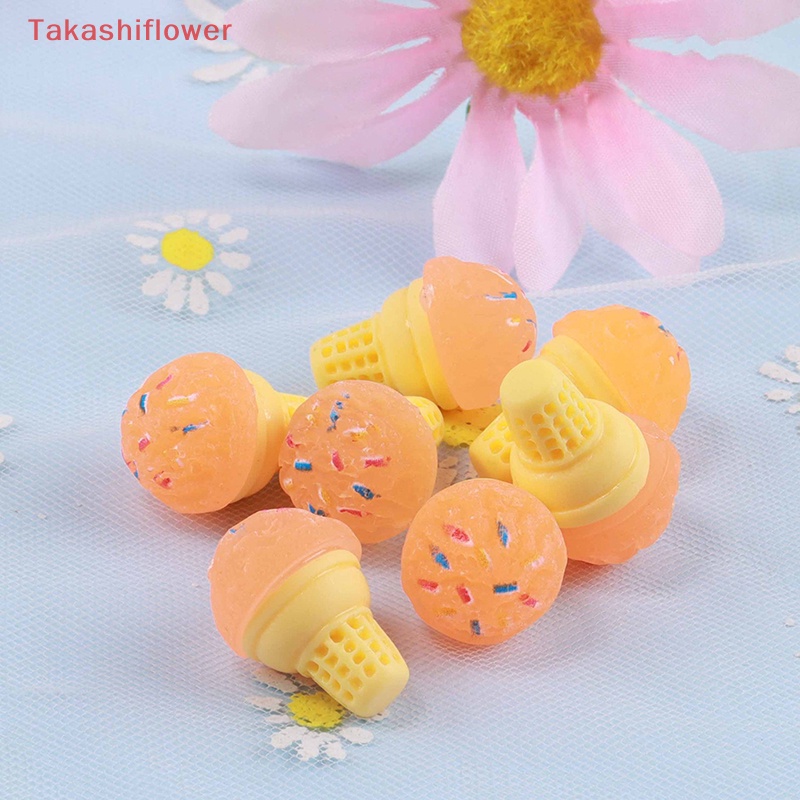 (Takashiflower) Set 10 Kẹp Tóc Hình Kem Dạ Quang Bằng Nhựa Resin Đáng Yêu Cho Sổ Tay DIY