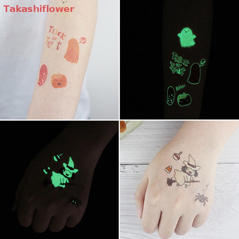 Hình Xăm Dán Tạm Thời Họa Tiết Halloween Phát Sáng Độc Đáo
