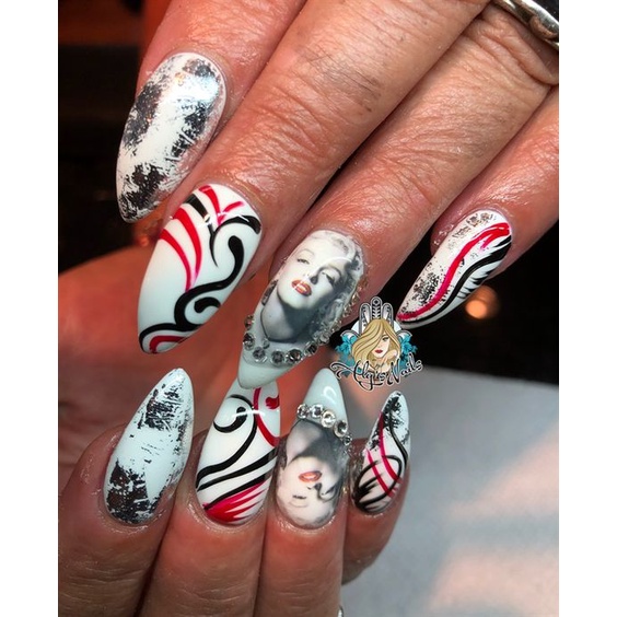 Set Sticker Nước | Marilyn Monroe Đủ Màu & Trắng Đen | Dán Móng Tay