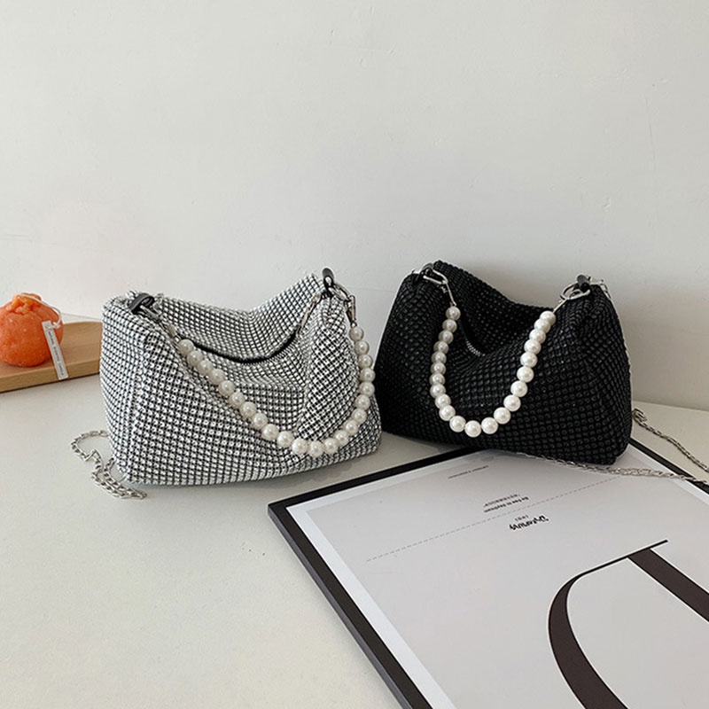 MISCHA Túi Đeo Chéo Đính Ngọc Trai Thời Trang Cho Nữ