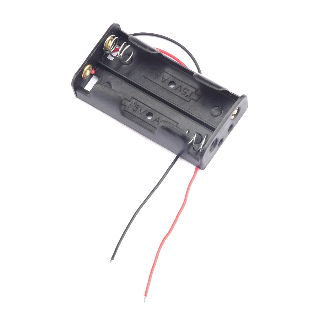 Hộp nhựa đựng pin RIRIHI kèm dây dẫn cho 2xAA 3V