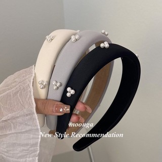 Moouga / Pháp Băng Đô Cài Tóc Bản Rộng Đính Ngọc Trai Cao Cấp Dễ Phối Đồ Phong Cách Hàn Quốc