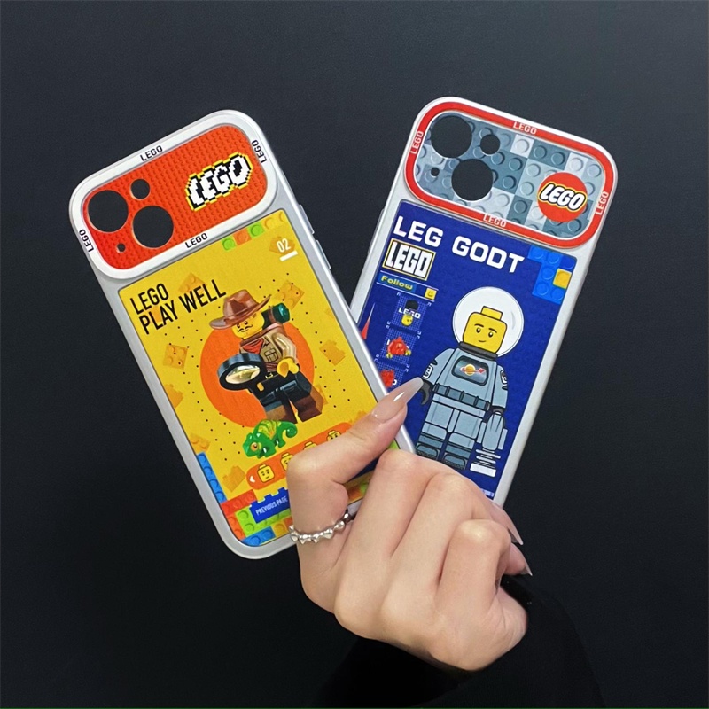 Ốp Điện Thoại TPU Mềm Trong Suốt Họa Tiết Khối Lego 2 Trong 1 Bảo Vệ Ống Kính Máy Ảnh Cho iphone 14 13 12 11 Pro Max
