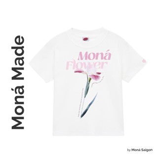 Áo thun baby tee in hoa moná - fleur trắng- 2023ang