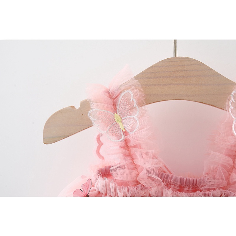 Đầm Công Chúa Phối Lưới Đính Đôi Cánh Dễ Thương Thời Trang Mùa Hè Cho Bé Gái