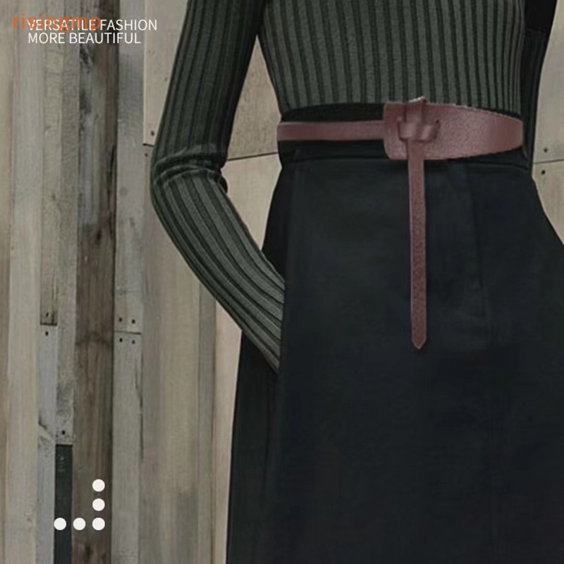 [risingmp] Thắt Lưng Da pu Mềm Thắt Nút Chất Lượng Cao Dáng Dài Rộng Mùa Hè Cho Nữ cintos