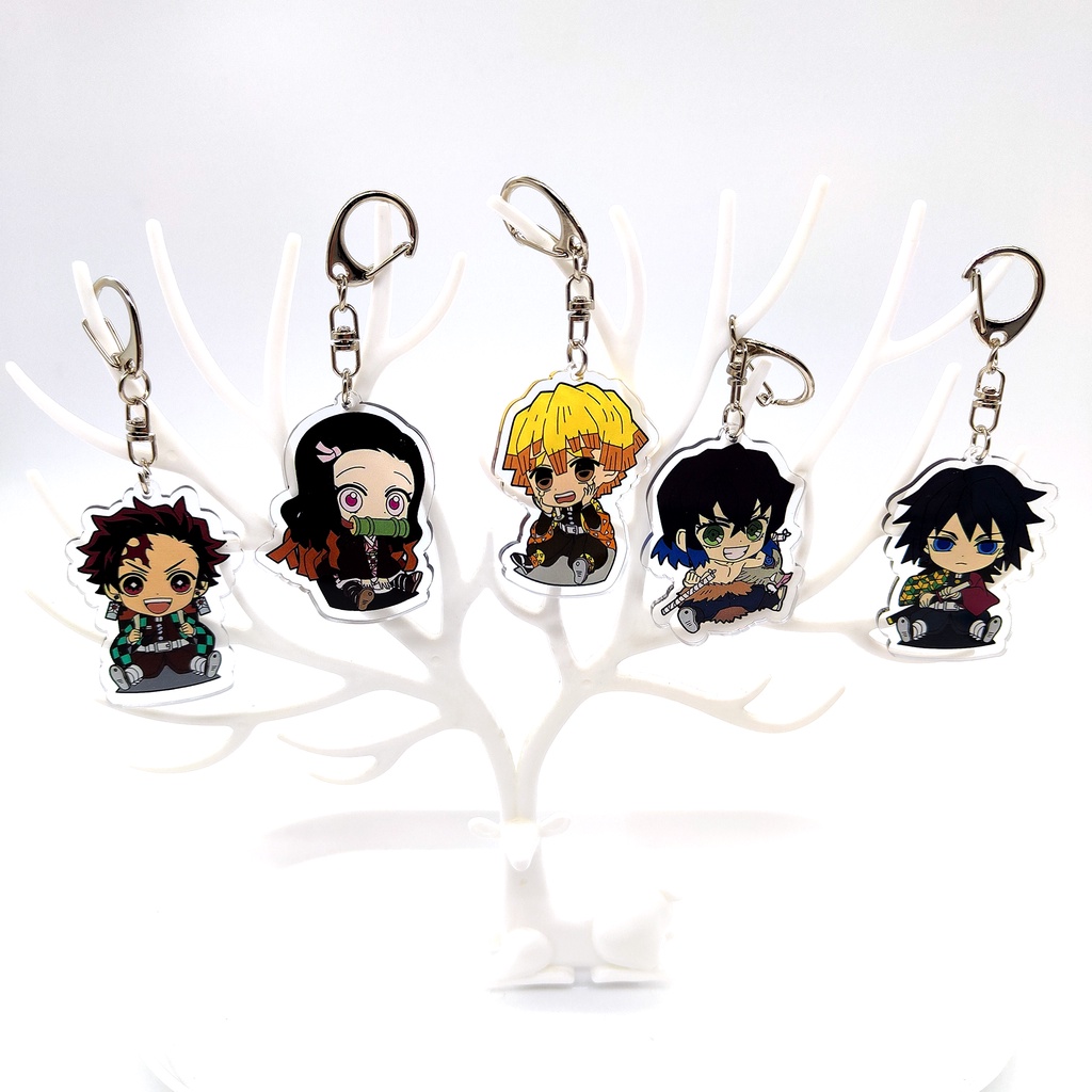 Anime keychain demon slayer nhân vật dễ thương móc khóa kimetsu no yaiba phụ kiện túi hoạt hình móc chìa khóa cho người hâm mộ quà tặng