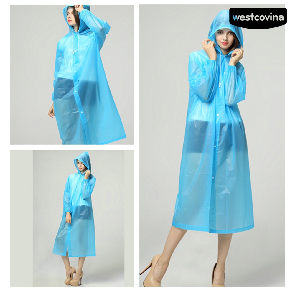 [COD]☁Áo Mưa Di Động Có Mũ Trùm Phối Nút Chống Nước Unisex