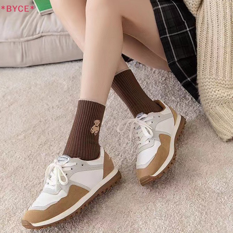 Set 5 Đôi Tất Cổ Cao In Hình Gấu Hoạt Hình Thời Trang Mùa Đông Cho Nữ Mới