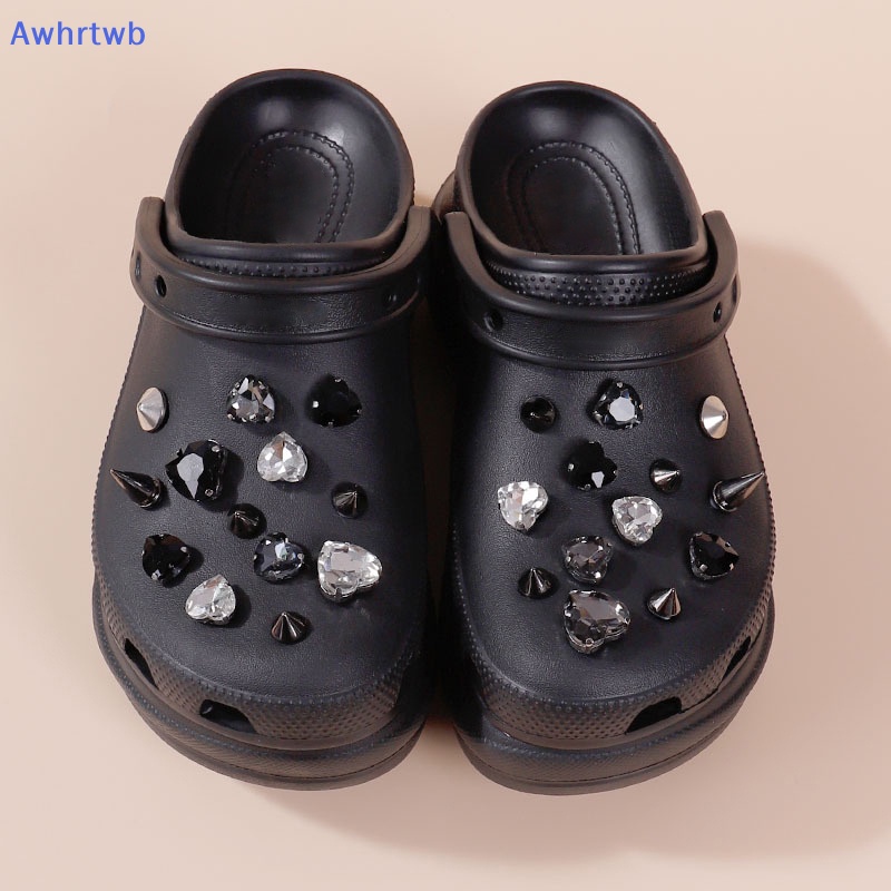 1 Bộ Phụ Kiện Trang Trí Giày Hình Trái Tim Pha Lê Có Thể Tháo Rời Mới