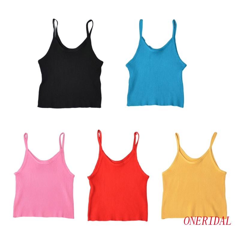 Áo Croptop Hai Dây Dệt Kim Ôm Dáng Nhiều Màu Sắc Đơn Giản Dễ Phối Đồ Cho Nữ