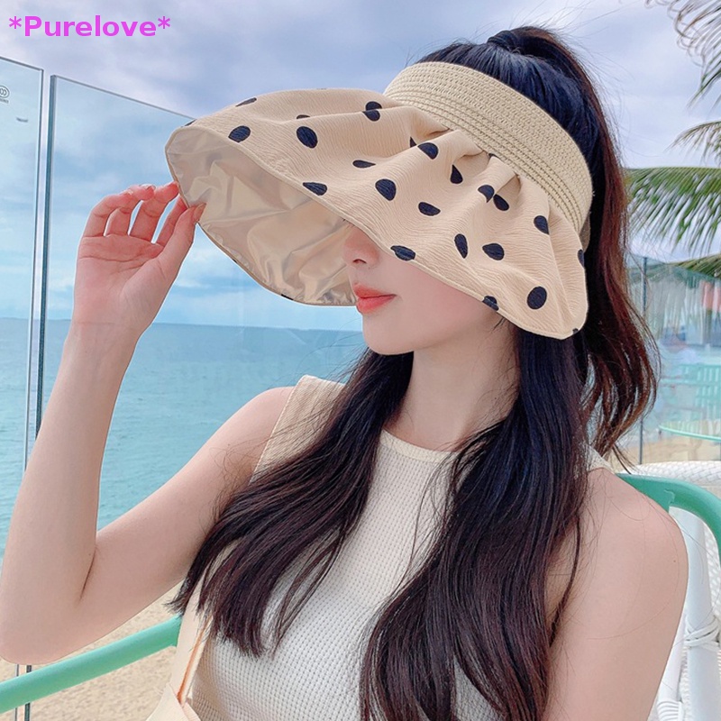 Nón Tai Bèo Rộng Vành Họa Tiết Chấm Bi Xinh Xắn Dành Cho Nữ Mới