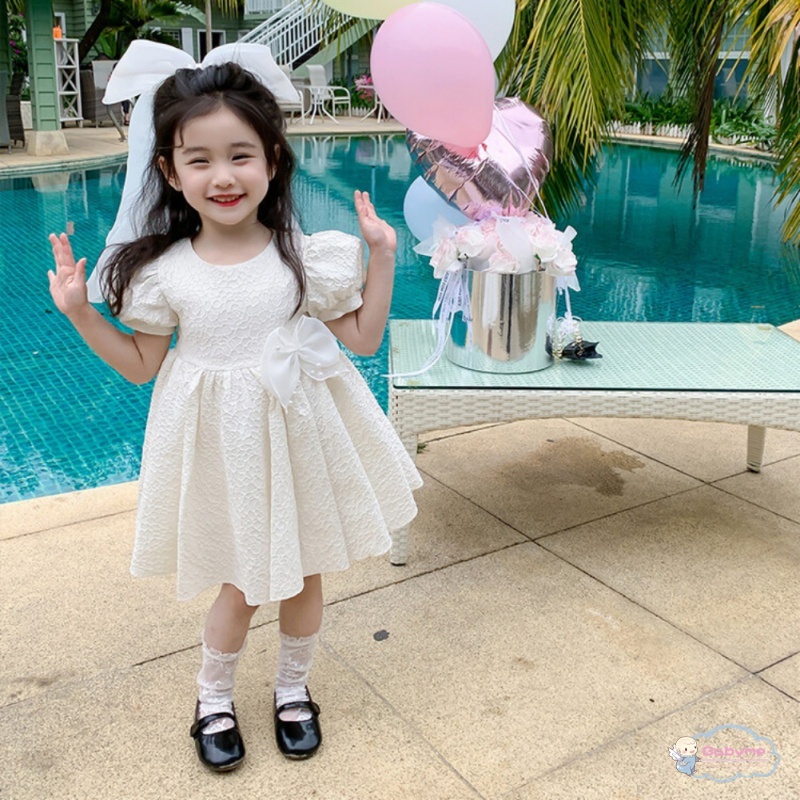 Đầm Công Chúa Đính Nơ Thoáng Khí Dễ Thương Cho Bé Gái