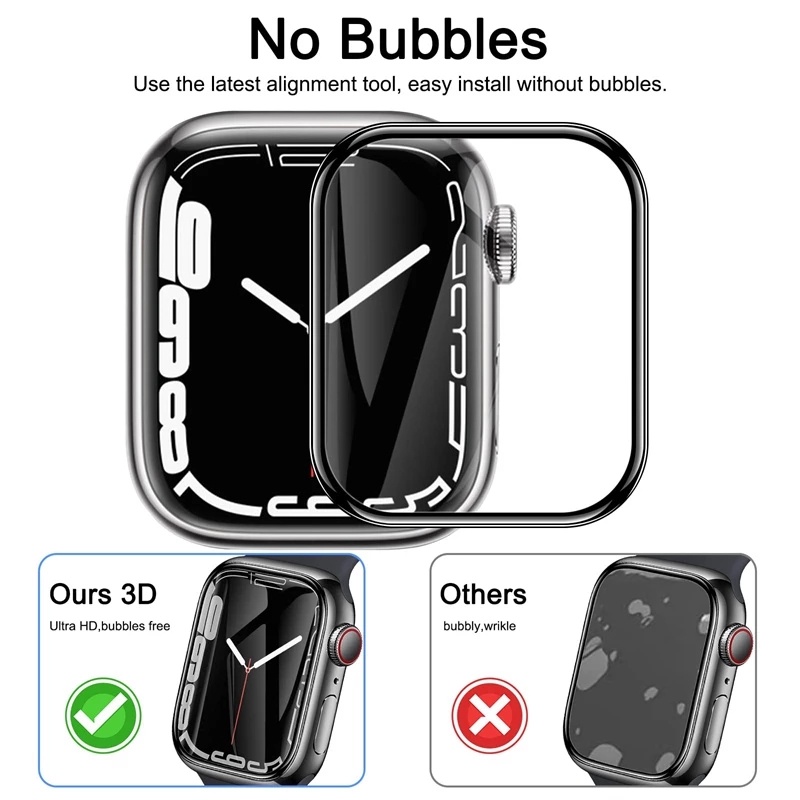 Miếng Dán Bảo Vệ Màn Hình Cong 3D 44mm 45mm 40mm 41mm 42mm 38mm Cho iwatch series 8 7 SE 6 5 4 3 Ultra 49MM
