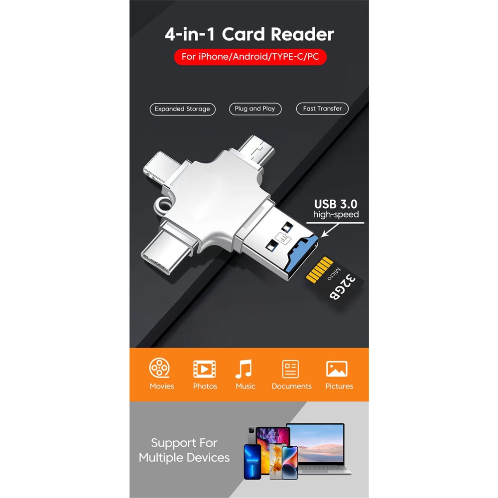 Đầu Đọc Thẻ Nhớ TF Đa Năng Cho Điện Thoại Apple Android Huawei Type C| | Aliexpresspress - AliExpress