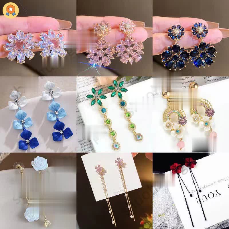 Đôi Bông Tai Dáng Rơi Họa Tiết Hoa Thời Trang Cho Nữ