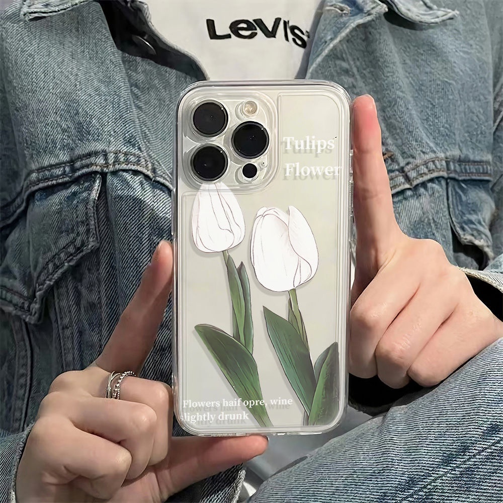 ✅Ốp Điện Thoại Mềm Chống Sốc Màu Trắng In Họa Tiết Hoa Cho Iphone 14pro 6In Plus 13 12 max 11 78