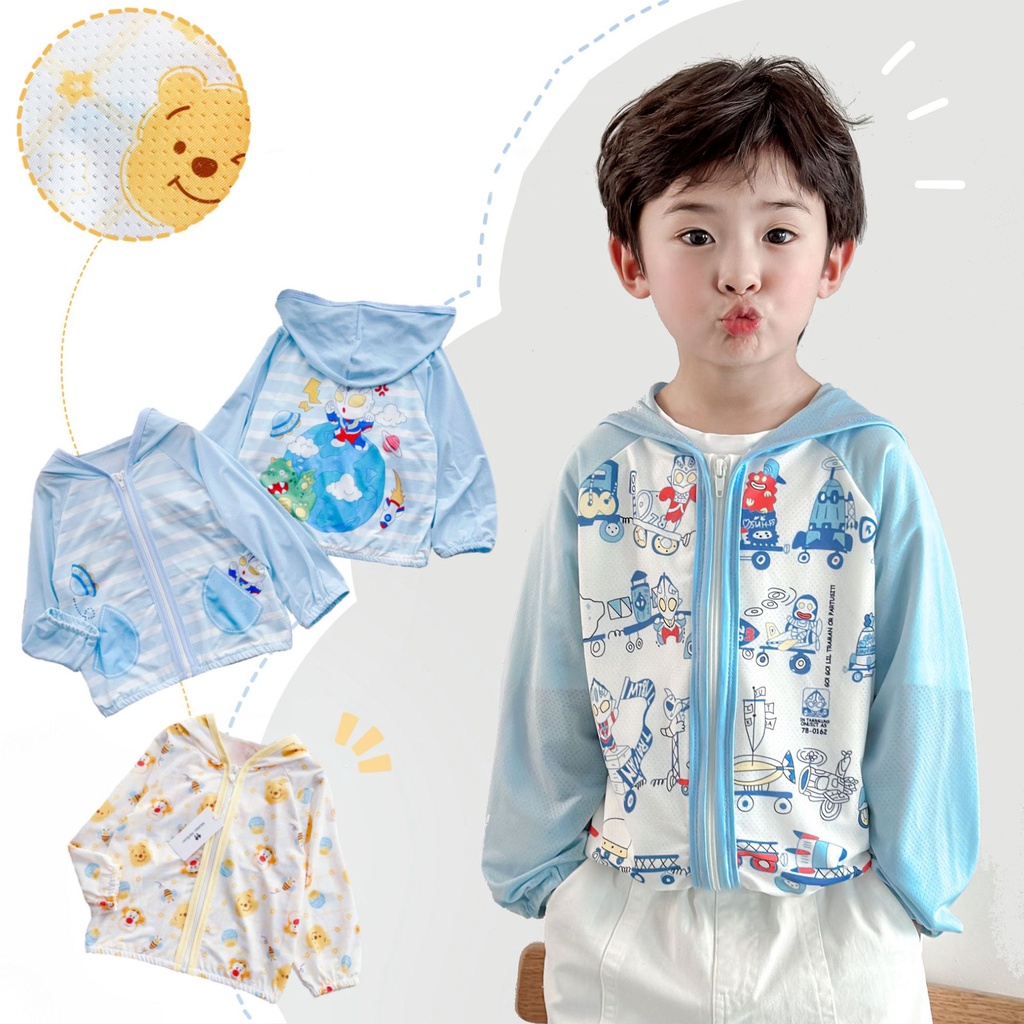 Luckycandy Áo Khoác Chống Nắng Tay Dài In Họa Tiết Hoạt Hình Thời Trang Mùa Hè Cho Bé Trai Và Gái