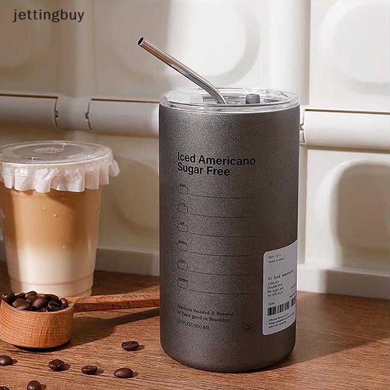 Cốc Giữ Nhiệt Bằng Thép Không Gỉ 304 Hai Lớp Kèm Ống Hút Có Thể Tái Sử Dụng