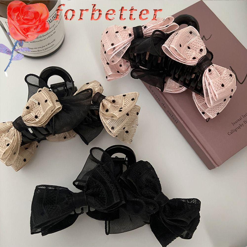 Kẹp Tóc Hình Nơ Phối Lưới Phong Cách Hàn Quốc Ngọt Ngào Cho Nữ