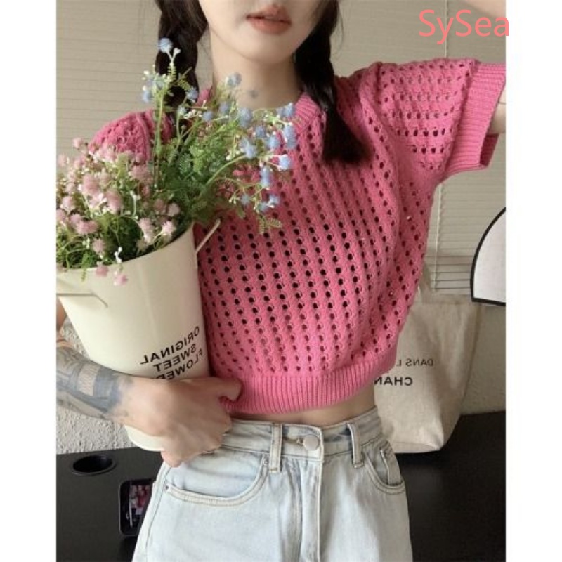 Áo Dệt Kim Thiết Kế Đục Lỗ Thời Trang Mùa Hè Cho Nữ